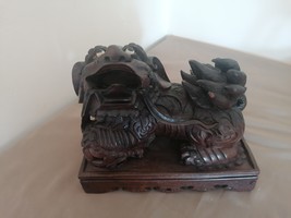 chien de foux bois sculpter asiatique
